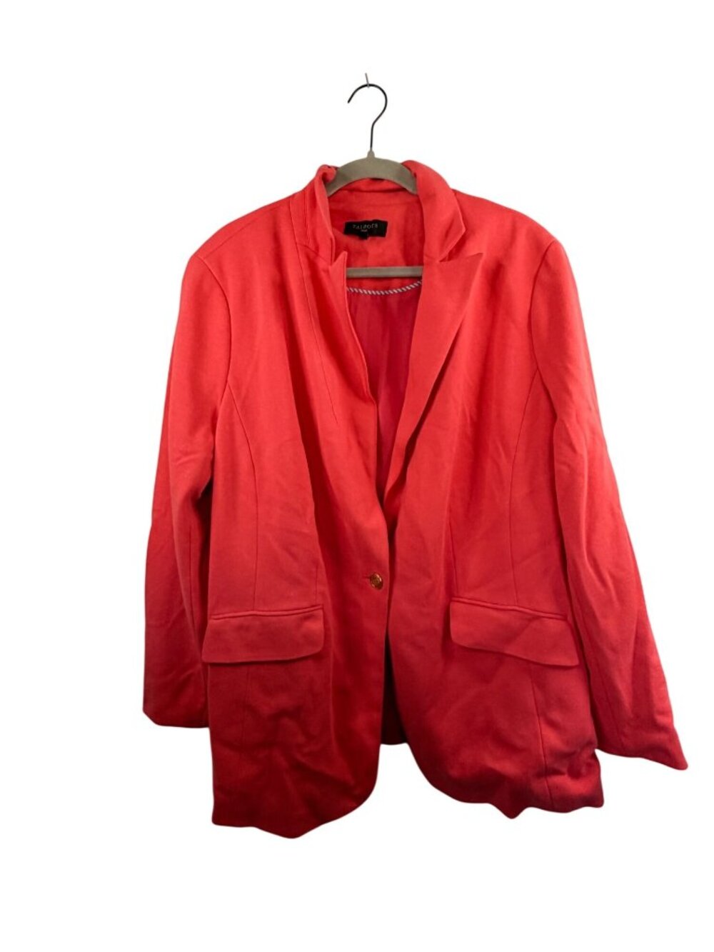Talbots Womens Coral Blazer 22W Plus Size One-Button Front With Gold Detail